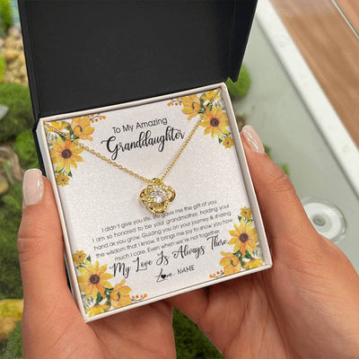 Love Knot Necklace 18K Yellow Gold Finish | Personalized To My Granddaughter Necklace From Grandma Grandmother My Love Is Always There Granddaughter Birthday Christmas Customized Gift Box Message Card | siriusteestore
