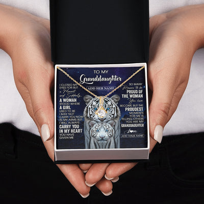 Alluring Beauty Necklace 18K Yellow Gold Finish | 2 | Personalized To My Granddaughter Necklace From Grandma Grandpa I Close My Eyes White Tiger Granddaughter Birthday Gift Christmas Gift Box Message Card | https://siriusteestore.