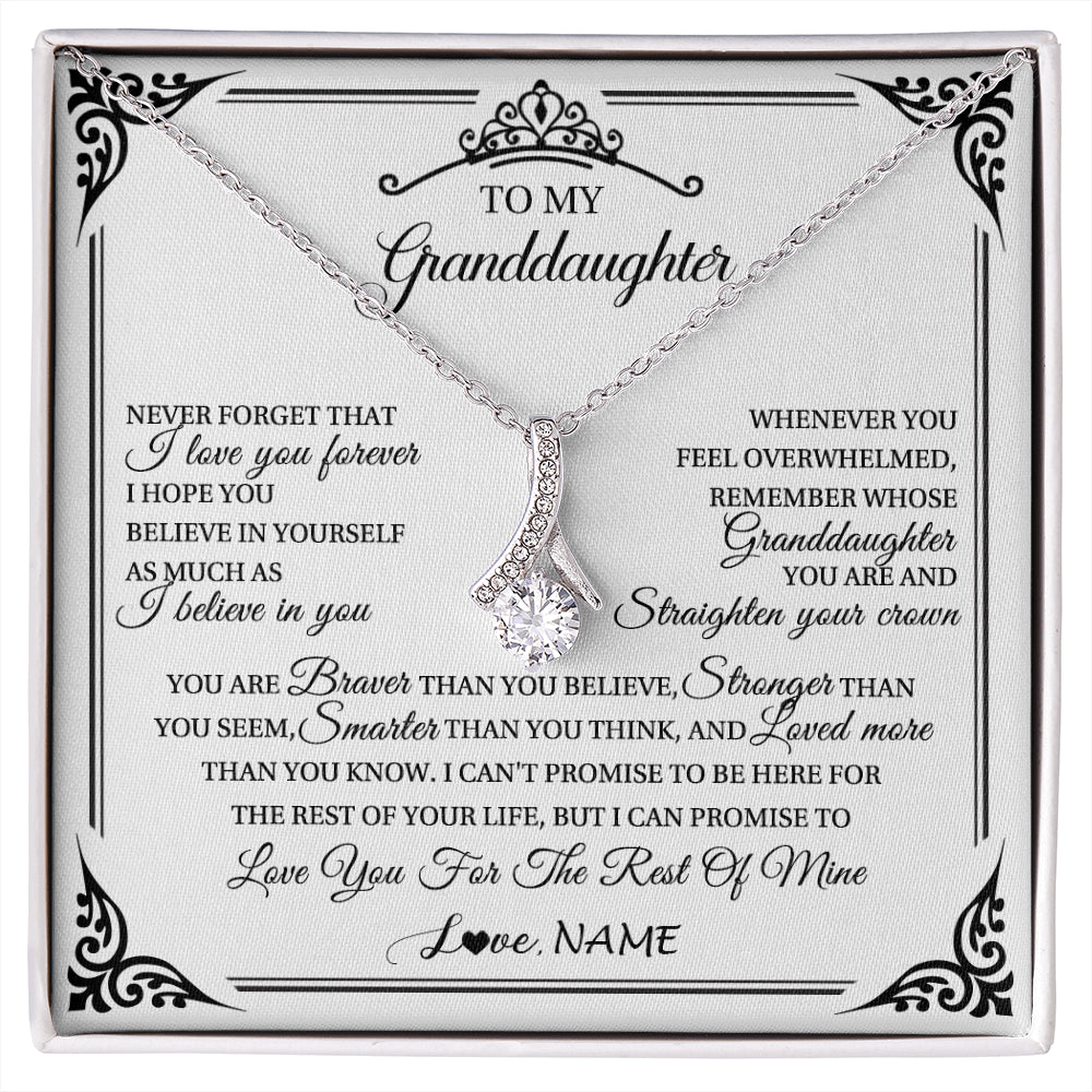 Alluring Beauty Necklace 14K White Gold Finish | 1 | Personalized To My Granddaughter Necklace From Grandma Grandpa I Love You Forever Granddaughter Birthday Graduation Christmas Customized Gift Box Message Card | siriusteestore