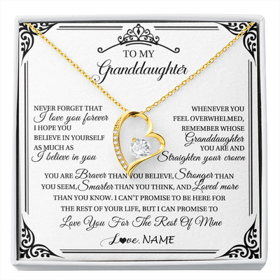 Forever Love Necklace 18K Yellow Gold Finish | 1 | Personalized To My Granddaughter Necklace From Grandma Grandpa I Love You Forever Granddaughter Birthday Graduation Christmas Customized Gift Box Message Card | siriusteestore