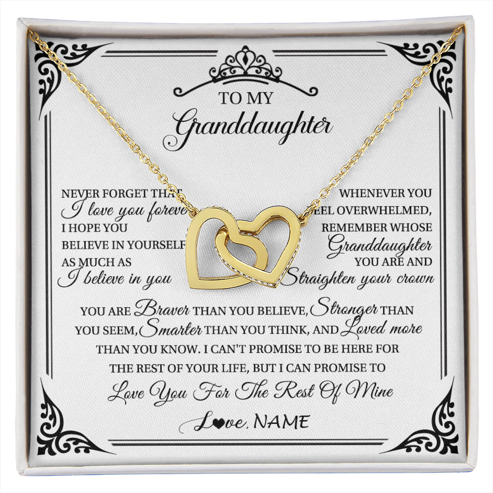 Interlocking Hearts Necklace 18K Yellow Gold Finish | 1 | Personalized To My Granddaughter Necklace From Grandma Grandpa I Love You Forever Granddaughter Birthday Graduation Christmas Customized Gift Box Message Card | siriusteestore