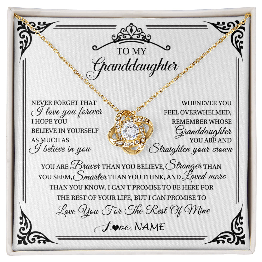 Love Knot Necklace 18K Yellow Gold Finish | 1 | Personalized To My Granddaughter Necklace From Grandma Grandpa I Love You Forever Granddaughter Birthday Graduation Christmas Customized Gift Box Message Card | siriusteestore