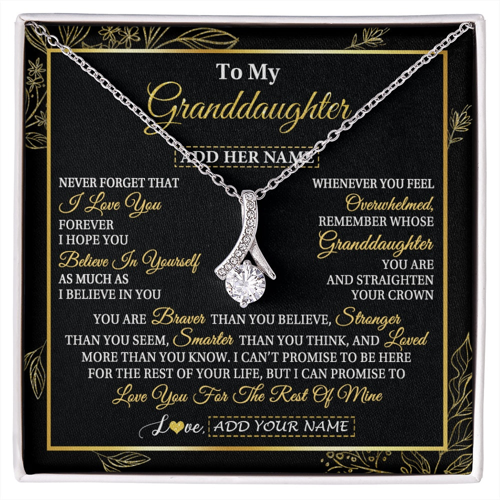 Alluring Beauty Necklace 14K White Gold Finish | 1 | Personalized To My Granddaughter Necklace From Grandma Grandpa I Love You Gift For My Granddaughter Birthday Gifts Christmas Custom Gift Box Message Card | siriusteestore.myshopify