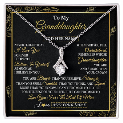 Alluring Beauty Necklace 14K White Gold Finish | 1 | Personalized To My Granddaughter Necklace From Grandma Grandpa I Love You Gift For My Granddaughter Birthday Gifts Christmas Custom Gift Box Message Card | siriusteestore.myshopify