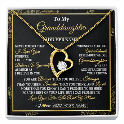 Forever Love Necklace 18K Yellow Gold Finish | 1 | Personalized To My Granddaughter Necklace From Grandma Grandpa I Love You Gift For My Granddaughter Birthday Gifts Christmas Custom Gift Box Message Card | siriusteestore.myshopify