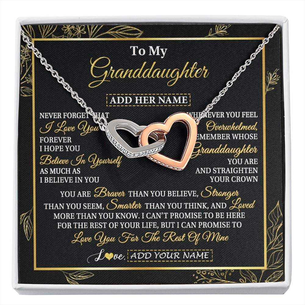 Interlocking Hearts Necklace Stainless Steel & Rose Gold Finish | 1 | Personalized To My Granddaughter Necklace From Grandma Grandpa I Love You Gift For My Granddaughter Birthday Gifts Christmas Custom Gift Box Message Card | siriusteestore.myshopify
