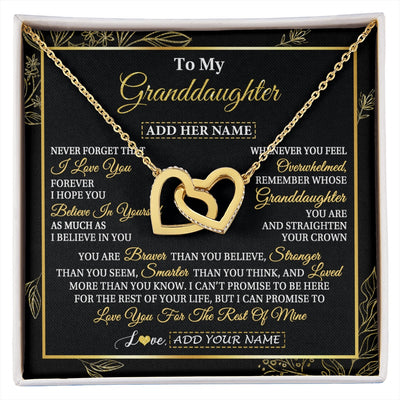 Interlocking Hearts Necklace 18K Yellow Gold Finish | 1 | Personalized To My Granddaughter Necklace From Grandma Grandpa I Love You Gift For My Granddaughter Birthday Gifts Christmas Custom Gift Box Message Card | siriusteestore.myshopify