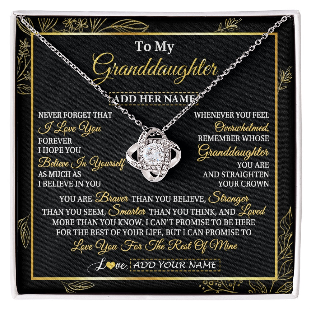 Love Knot Necklace 14K White Gold Finish | 1 | Personalized To My Granddaughter Necklace From Grandma Grandpa I Love You Gift For My Granddaughter Birthday Gifts Christmas Custom Gift Box Message Card | siriusteestore.myshopify