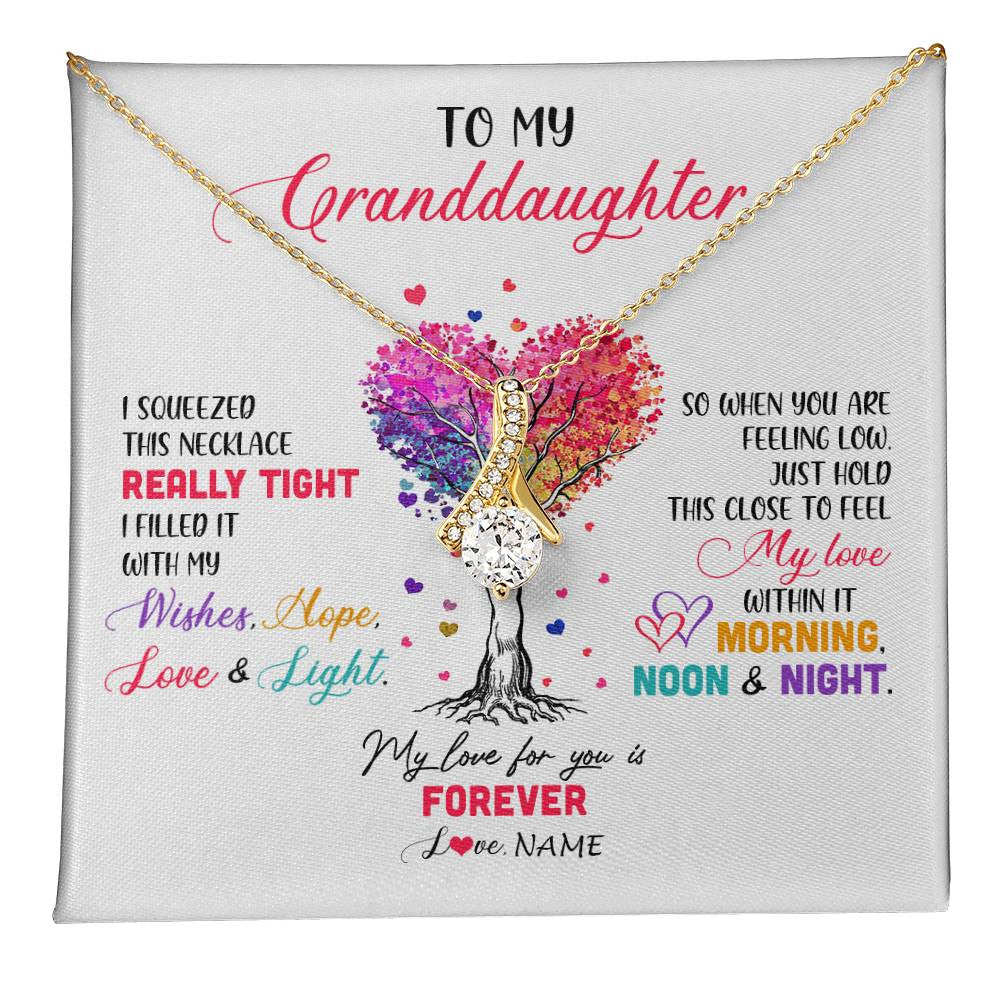 Alluring Beauty Necklace 18K Yellow Gold Finish | 1 | Personalized To My Granddaughter Necklace From Grandma Grandpa I Squeezed This Necklace Granddaughter Birthday Christmas Customized Gift Box Message Card | siriusteestore