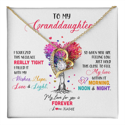 Forever Love Necklace 18K Yellow Gold Finish | 1 | Personalized To My Granddaughter Necklace From Grandma Grandpa I Squeezed This Necklace Granddaughter Birthday Christmas Customized Gift Box Message Card | siriusteestore