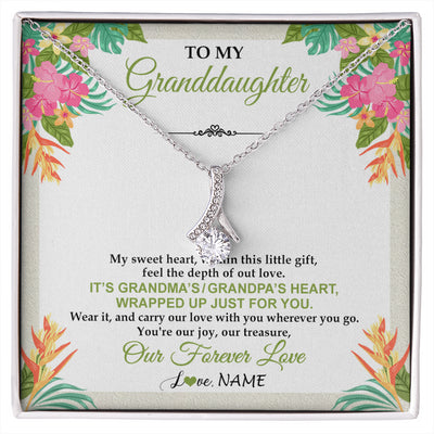 Alluring Beauty Necklace 14K White Gold Finish | 1 | Personalized To My Granddaughter Necklace From Grandma Grandpa My Sweet Heart Birthday Gift For Granddaughter Christmas Customized Gift Box Message Card | siriusteestore