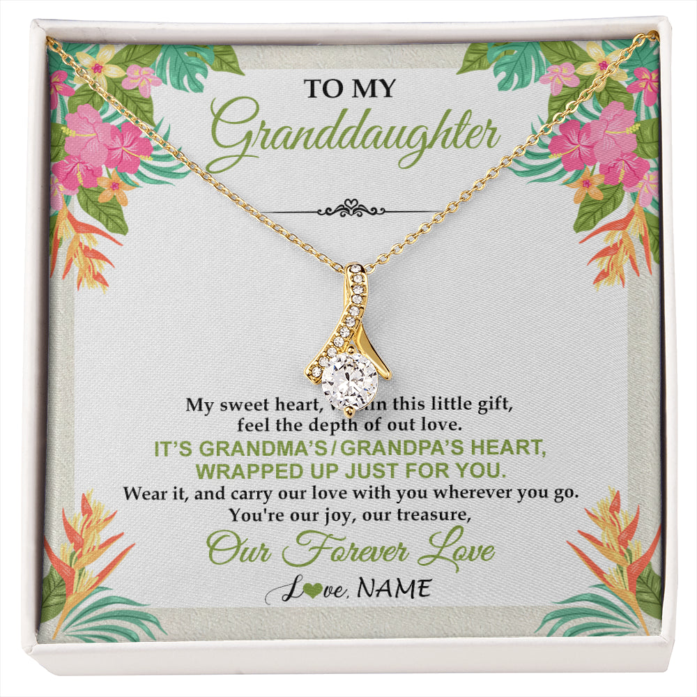 Alluring Beauty Necklace 18K Yellow Gold Finish | 1 | Personalized To My Granddaughter Necklace From Grandma Grandpa My Sweet Heart Birthday Gift For Granddaughter Christmas Customized Gift Box Message Card | siriusteestore