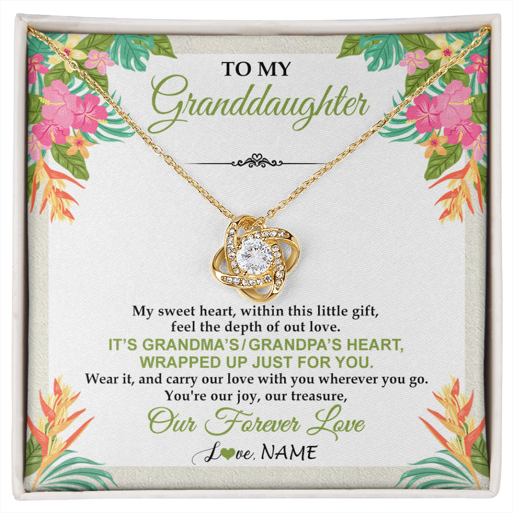Love Knot Necklace 18K Yellow Gold Finish | 1 | Personalized To My Granddaughter Necklace From Grandma Grandpa My Sweet Heart Birthday Gift For Granddaughter Christmas Customized Gift Box Message Card | siriusteestore