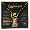 Interlocking Hearts Necklace 18K Yellow Gold Finish | 1 | Personalized To My Granddaughter Necklace From Grandma Grandpa Never Feel You Are Alone Lion Birthday Gift Granddaughter Christmas Gift Box Message Card | siriusteestore