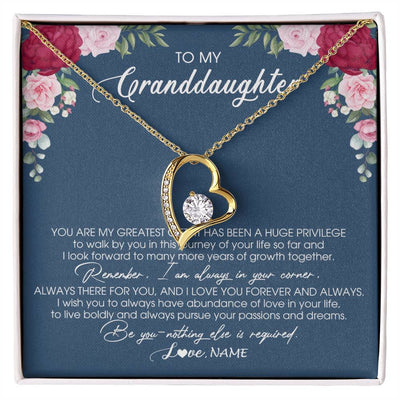 Forever Love Necklace 18K Yellow Gold Finish | Personalized To My Granddaughter Necklace From Grandma Grandpa You Are My Greatest Gift Granddaughter Birthday Customized Jewelry Gift Box Message Card | siriusteestore