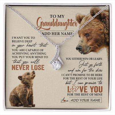 Alluring Beauty Necklace 14K White Gold Finish | 1 | Personalized To My Granddaughter Necklace From Grandma Grandpa You Will Never Lose Bear Granddaughter Birthday Gifts Christmas Custom Gift Box Message Card | siriusteestore.myshopify