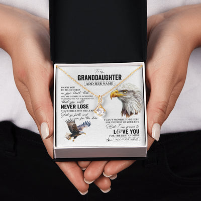 Alluring Beauty Necklace 18K Yellow Gold Finish | 2 | Personalized To My Granddaughter Necklace From Grandma Grandpa You Will Never Lose Eagle Birthday Gifts Graduation Christmas Customized Gift Box Message Card | siriusteestore