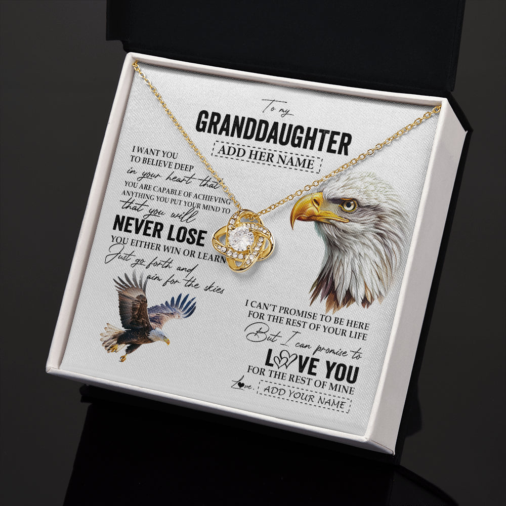 Love Knot Necklace 18K Yellow Gold Finish | 2 | Personalized To My Granddaughter Necklace From Grandma Grandpa You Will Never Lose Eagle Birthday Gifts Graduation Christmas Customized Gift Box Message Card | siriusteestore