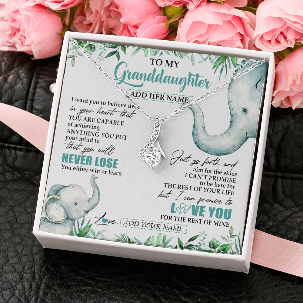 Alluring Beauty Necklace 14K White Gold Finish | 2 | Personalized To My Granddaughter Necklace From Grandma Grandpa You Will Never Lose Elephant Granddaughter Birthday Gifts Christmas Custom Gift Box Message Card | siriusteestore