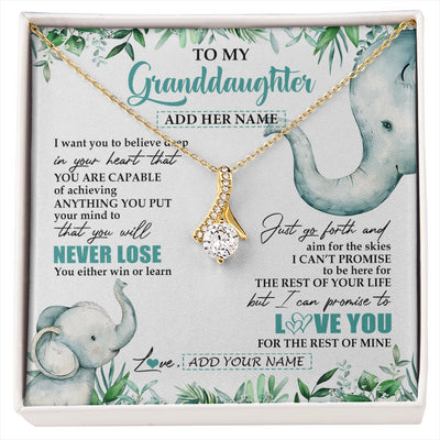 Alluring Beauty Necklace 18K Yellow Gold Finish | 1 | Personalized To My Granddaughter Necklace From Grandma Grandpa You Will Never Lose Elephant Granddaughter Birthday Gifts Christmas Custom Gift Box Message Card | siriusteestore