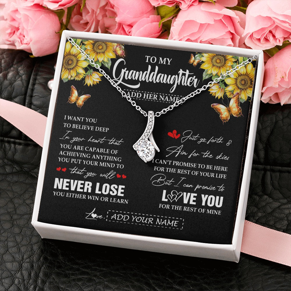 Alluring Beauty Necklace 14K White Gold Finish | 2 | Personalized To My Granddaughter Necklace From Grandma Grandpa You Will Never Lose Sunflower Granddaughter Birthday Gifts Christmas Gift Box Message Card | siriusteestore.myshopify