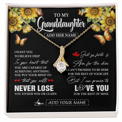 Alluring Beauty Necklace 18K Yellow Gold Finish | 1 | Personalized To My Granddaughter Necklace From Grandma Grandpa You Will Never Lose Sunflower Granddaughter Birthday Gifts Christmas Gift Box Message Card | siriusteestore.myshopify