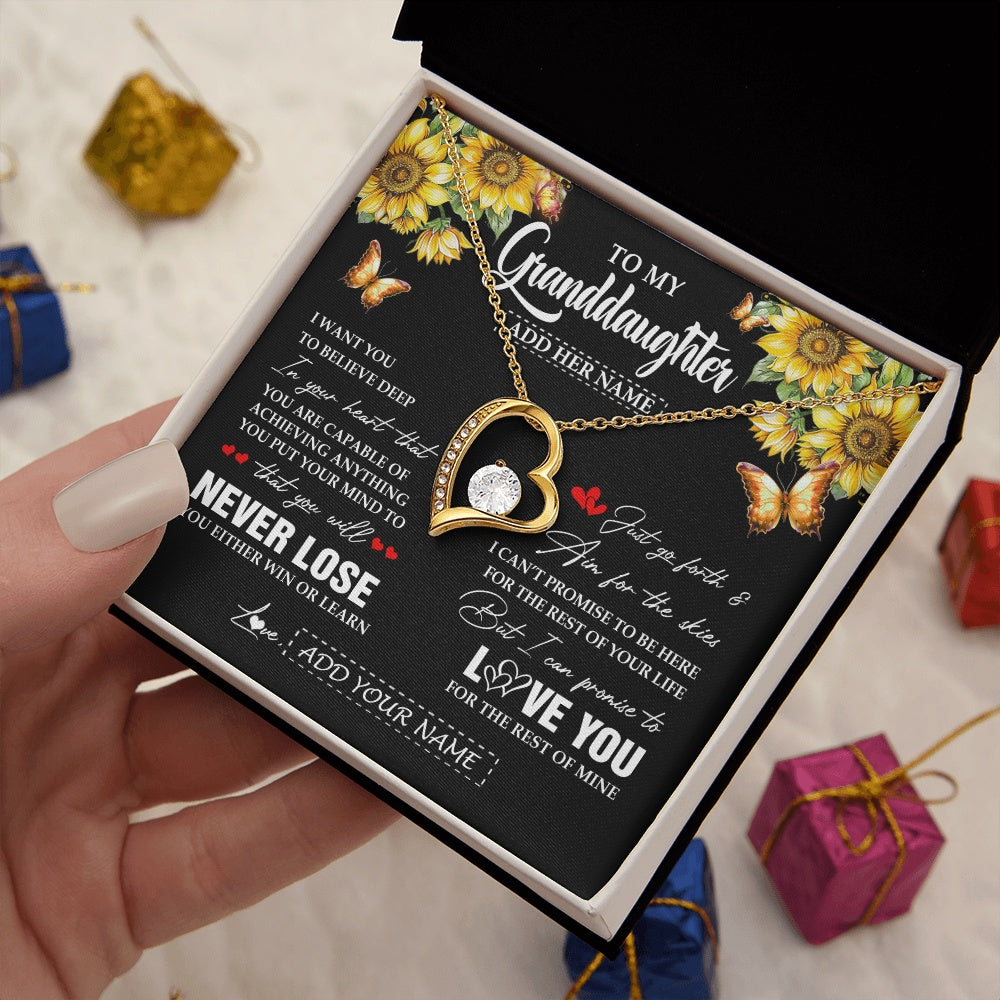 Forever Love Necklace 18K Yellow Gold Finish | 2 | Personalized To My Granddaughter Necklace From Grandma Grandpa You Will Never Lose Sunflower Granddaughter Birthday Gifts Christmas Gift Box Message Card | siriusteestore.myshopify