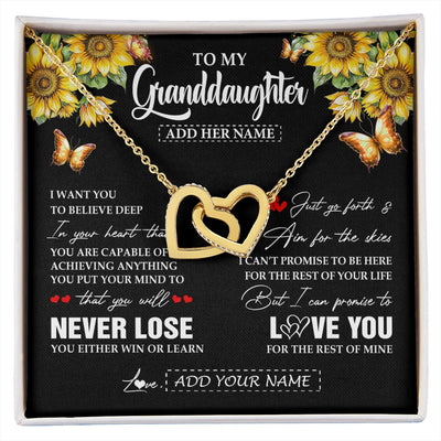 Interlocking Hearts Necklace 18K Yellow Gold Finish | 1 | Personalized To My Granddaughter Necklace From Grandma Grandpa You Will Never Lose Sunflower Granddaughter Birthday Gifts Christmas Gift Box Message Card | siriusteestore.myshopify