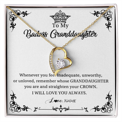 Forever Love Necklace 18K Yellow Gold Finish | 1 | Personalized To My Granddaughter Necklace From Grandma I Will Love You Always Granddaughter Jewelry Birthday Christmas Customized Message Card | siriusteestore