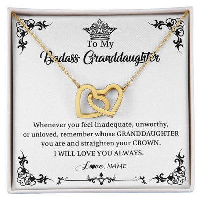 Interlocking Hearts Necklace 18K Yellow Gold Finish | 1 | Personalized To My Granddaughter Necklace From Grandma I Will Love You Always Granddaughter Jewelry Birthday Christmas Customized Message Card | siriusteestore