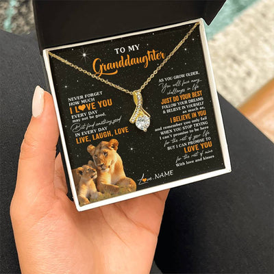 Alluring Beauty Necklace 18K Yellow Gold Finish | 2 | Personalized To My Granddaughter Necklace From Grandma Live Laugh Love Lion Birthday Gifts Positive Graduation Christmas Customized Gift Box Message Card | siriusteestore
