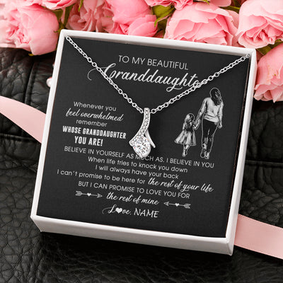 Alluring Beauty Necklace 14K White Gold Finish | 2 | Personalized To My Granddaughter Necklace From Grandma Mimi Whenever You Feel Overwhelmed Granddaughter Jewelry Birthday Christmas Customized Message Card | siriusteestore