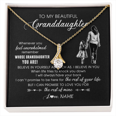 Alluring Beauty Necklace 18K Yellow Gold Finish | 1 | Personalized To My Granddaughter Necklace From Grandma Mimi Whenever You Feel Overwhelmed Granddaughter Jewelry Birthday Christmas Customized Message Card | siriusteestore