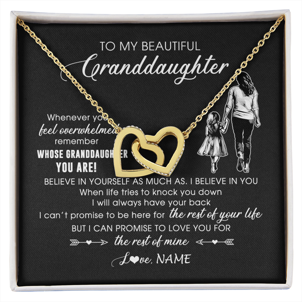 Interlocking Hearts Necklace 18K Yellow Gold Finish | 1 | Personalized To My Granddaughter Necklace From Grandma Mimi Whenever You Feel Overwhelmed Granddaughter Jewelry Birthday Christmas Customized Message Card | siriusteestore
