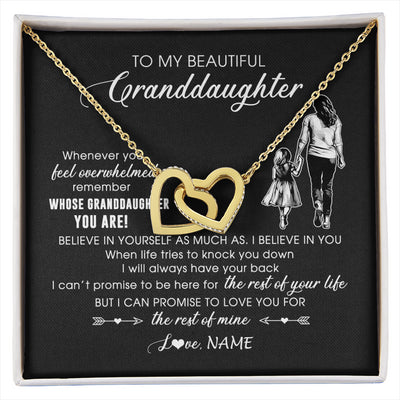 Interlocking Hearts Necklace 18K Yellow Gold Finish | 1 | Personalized To My Granddaughter Necklace From Grandma Mimi Whenever You Feel Overwhelmed Granddaughter Jewelry Birthday Christmas Customized Message Card | siriusteestore