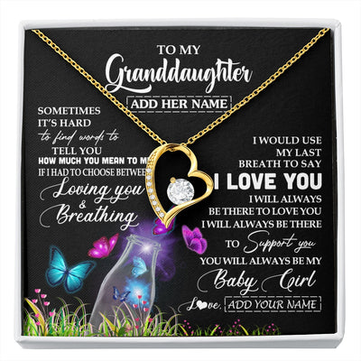 Forever Love Necklace 18K Yellow Gold Finish | 1 | Personalized To My Granddaughter Necklace From Grandma Nana Butterfly Sometimes Say I Love You Granddaughter Birthday Gifts Christmas Gift Box Message Card | siriusteestore.myshopify