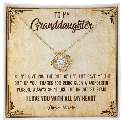 Love Knot Necklace 18K Yellow Gold Finish | 1 | Personalized To My Granddaughter Necklace From Grandma Nana I Love You With All My Heart Granddaughter Birthday Christmas Customized Gift Box Message Card | siriusteestore