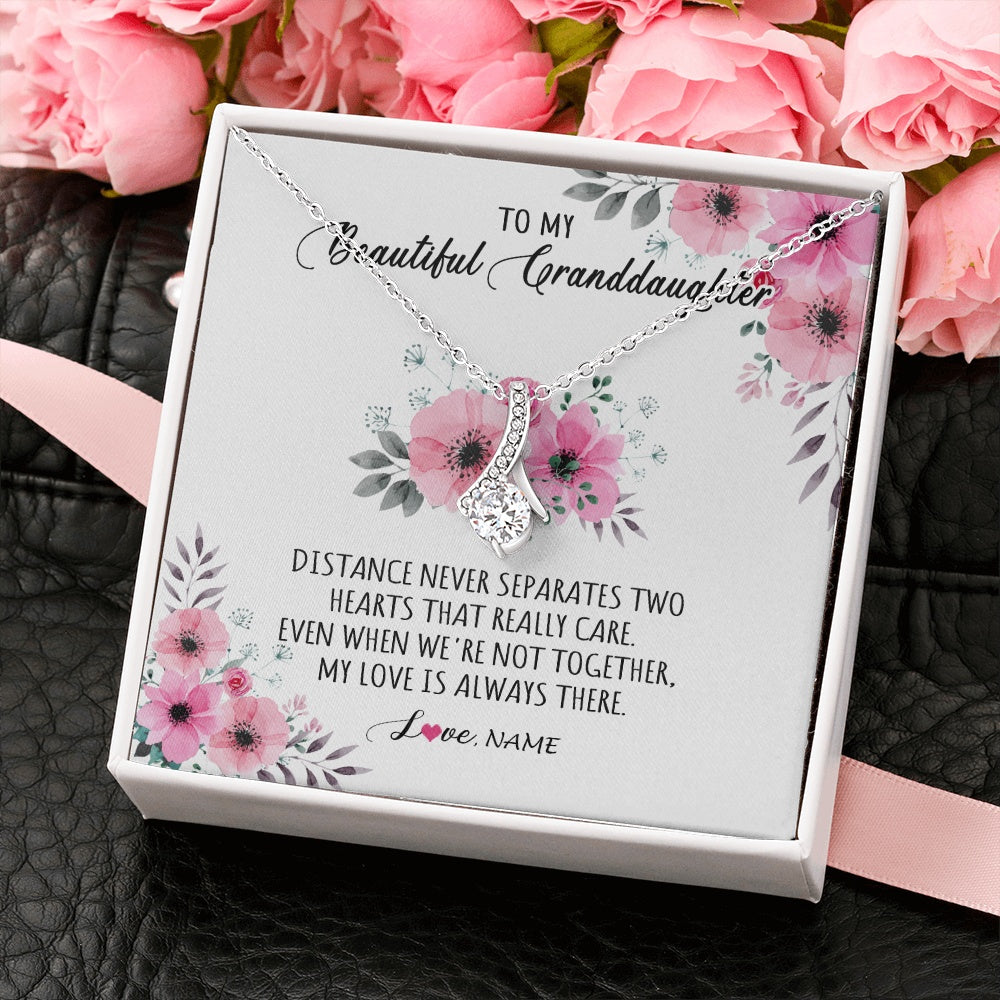 Alluring Beauty Necklace 14K White Gold Finish | 2 | Personalized To My Granddaughter Necklace From Grandma Nana My Love Is Always There Granddaughter Birthday Customized Gift Box Message Card | siriusteestore.myshopify