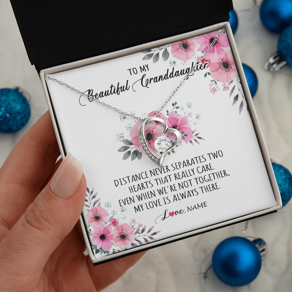 Forever Love Necklace 14K White Gold Finish | 2 | Personalized To My Granddaughter Necklace From Grandma Nana My Love Is Always There Granddaughter Birthday Customized Gift Box Message Card | siriusteestore.myshopify