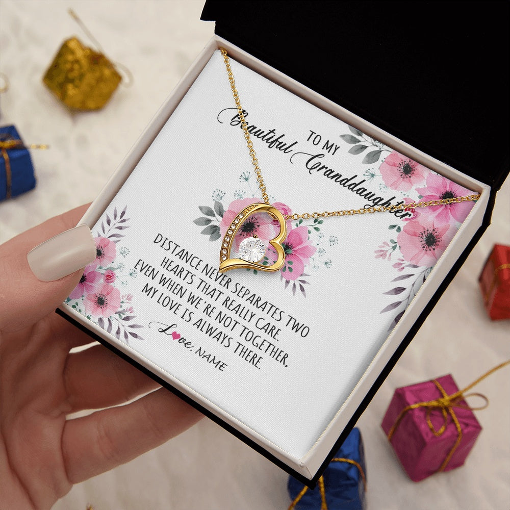 Forever Love Necklace 18K Yellow Gold Finish | 2 | Personalized To My Granddaughter Necklace From Grandma Nana My Love Is Always There Granddaughter Birthday Customized Gift Box Message Card | siriusteestore.myshopify