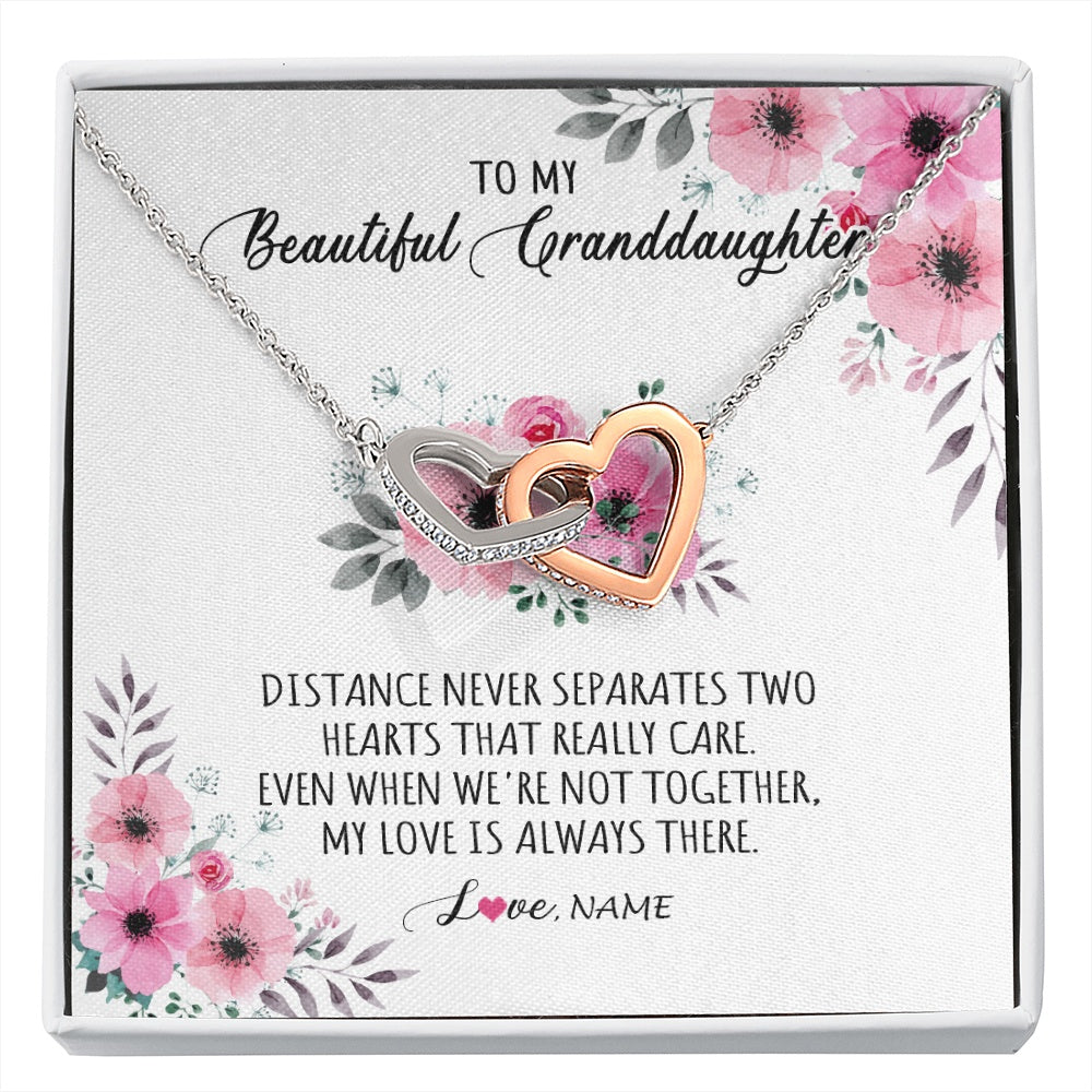 Interlocking Hearts Necklace Stainless Steel & Rose Gold Finish | 1 | Personalized To My Granddaughter Necklace From Grandma Nana My Love Is Always There Granddaughter Birthday Customized Gift Box Message Card | siriusteestore.myshopify