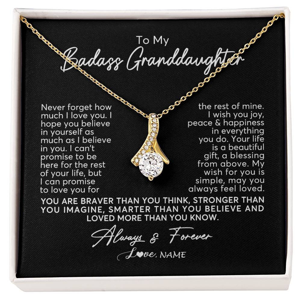Alluring Beauty Necklace 18K Yellow Gold Finish | Personalized To My Granddaughter Necklace From Grandma Nana Never Forget How Much I Love You Granddaughter Birthday Christmas Customized Gift Box Message Card | siriusteestore