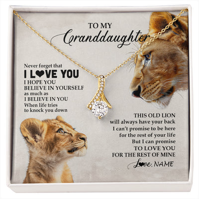 Alluring Beauty Necklace 18K Yellow Gold Finish | 1 | Personalized To My Granddaughter Necklace From Grandma Nana Never Forget I Love You Lion Granddaughter Birthday Christmas Customized Message Card | siriusteestore