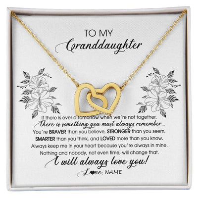 Interlocking Hearts Necklace 18K Yellow Gold Finish | Personalized To My Granddaughter Necklace From Grandma Nana Papa Not Even Time Floral Granddaughter Graduation Birthday Customized Message Card | siriusteestore