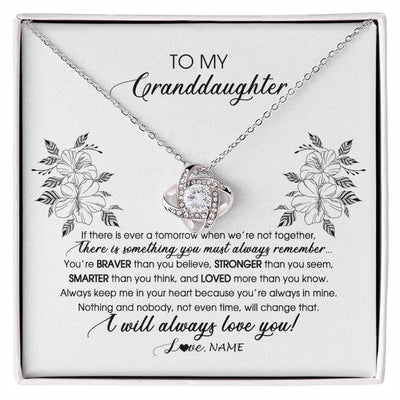 Love Knot Necklace 14K White Gold Finish | Personalized To My Granddaughter Necklace From Grandma Nana Papa Not Even Time Floral Granddaughter Graduation Birthday Customized Message Card | siriusteestore