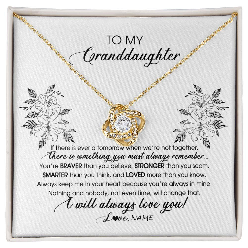 Love Knot Necklace 18K Yellow Gold Finish | Personalized To My Granddaughter Necklace From Grandma Nana Papa Not Even Time Floral Granddaughter Graduation Birthday Customized Message Card | siriusteestore