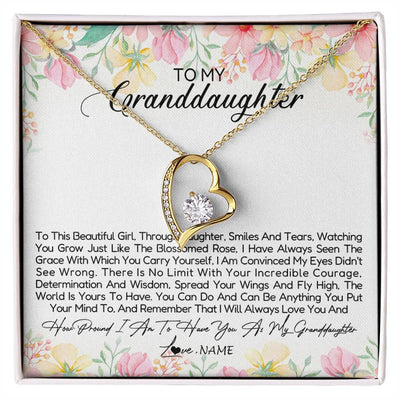 Forever Love Necklace 18K Yellow Gold Finish | Personalized To My Granddaughter Necklace From Grandma Nana To This Beautiful Girl Granddaughter Jewelry Birthday Christmas Customized Gift Box Message Card | siriusteestore