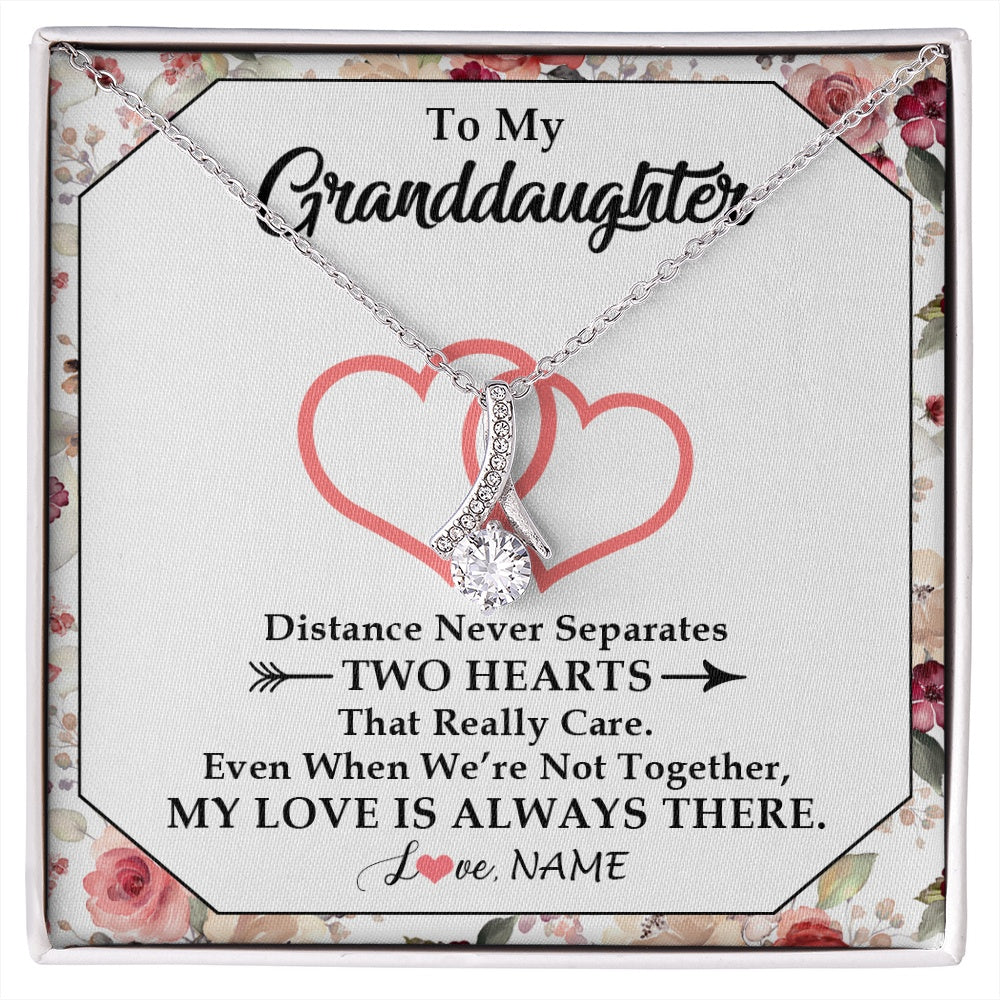 Alluring Beauty Necklace 14K White Gold Finish | 1 | Personalized To My Granddaughter Necklace From Grandma Nana Two Hearts Together Granddaughter Birthday Christmas Customized Gift Box Message Card | siriusteestore.myshopify