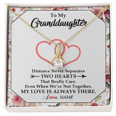 Alluring Beauty Necklace 18K Yellow Gold Finish | 1 | Personalized To My Granddaughter Necklace From Grandma Nana Two Hearts Together Granddaughter Birthday Christmas Customized Gift Box Message Card | siriusteestore.myshopify