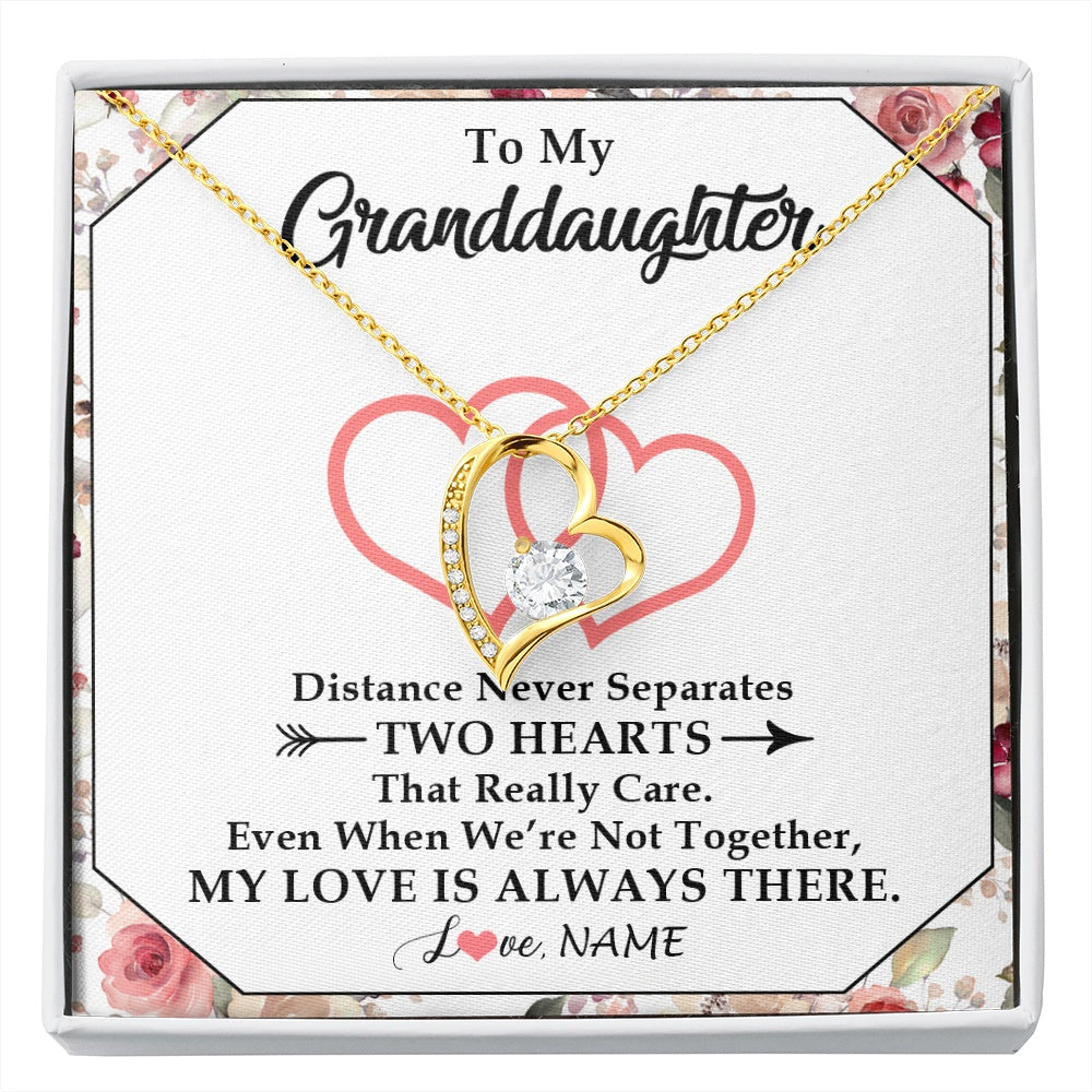 Forever Love Necklace 18K Yellow Gold Finish | 1 | Personalized To My Granddaughter Necklace From Grandma Nana Two Hearts Together Granddaughter Birthday Christmas Customized Gift Box Message Card | siriusteestore.myshopify